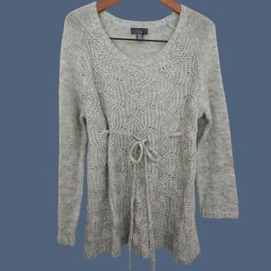 Oh Baby Motherhood Maternity Tunic Sweater Soft Gray Wavy Cable Pattern Size 2X